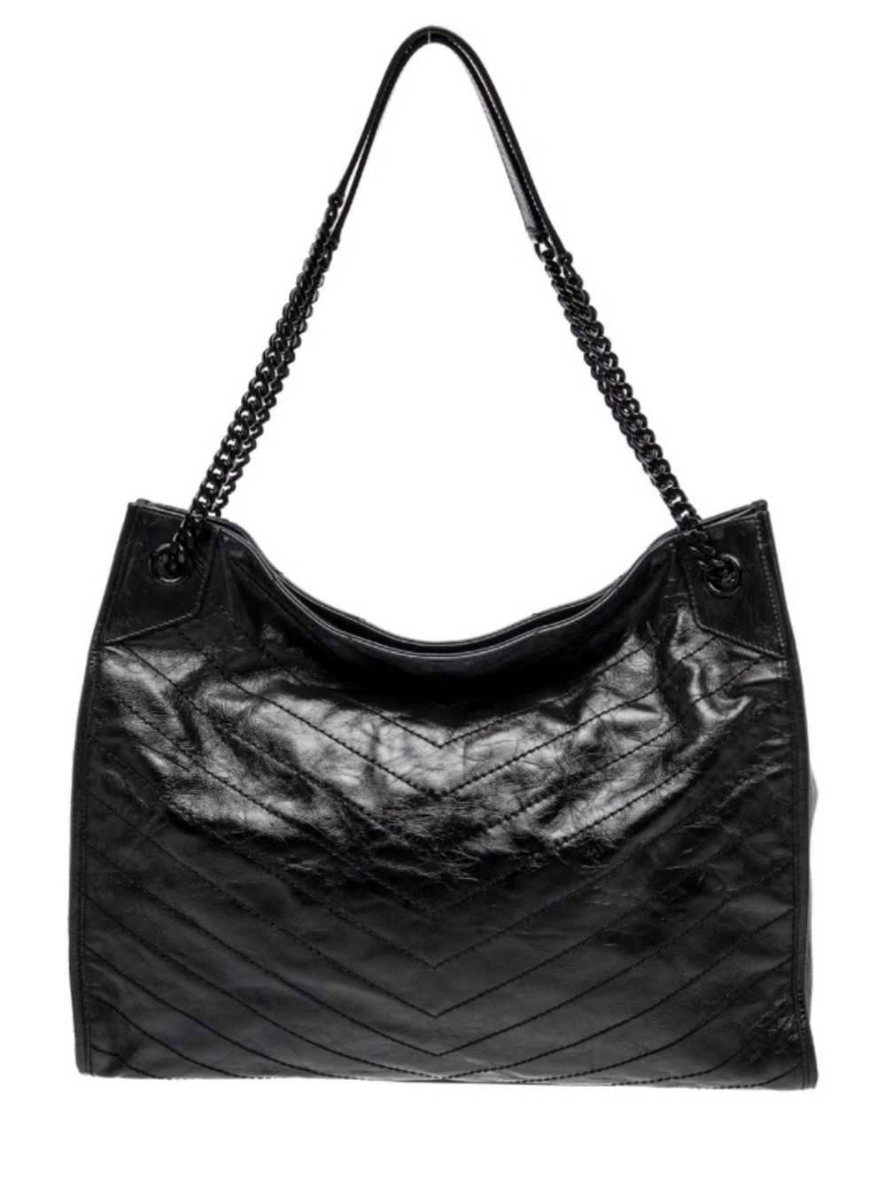 Saint Laurent YSL Niki Shopping Bag Black Vintage Calfskin with Silver Hardware - Picture 6 of 9